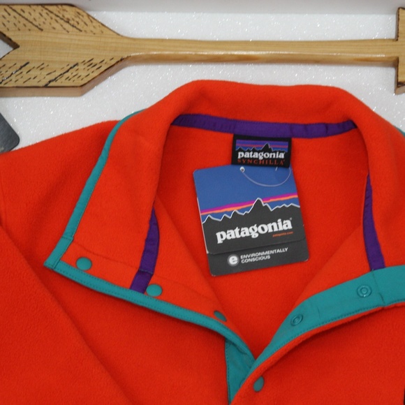 Patagonia Synchilla Snap-T Orange Turquoise Small - Picture 4 of 6
